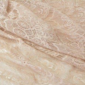 Destock2.5m tissu dentelle élastique lingerie polyester doux couleur chair largeur 117cm