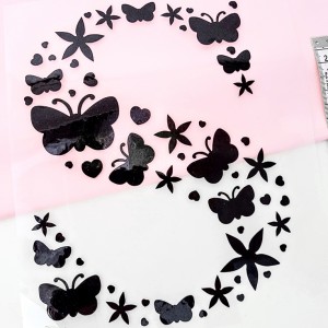 Destock transfert textile thermocollant applique papillon fleur en forme de S taille 18x22cm