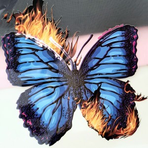 Destock transfert textile thermocollant applique papillon flamme taille 20x22cm