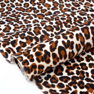 Destock 0.5m tissu velours milleraies coton doux imprimé léopard largeur 111cm 