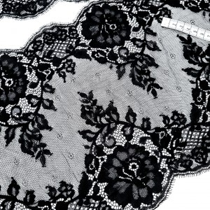 Déstock lot 2.8m dentelle de calais fine douce noire largeur 27cm
