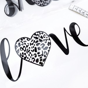 Destock transfert textile thermocollant applique love cœur noir taille 10x22cm