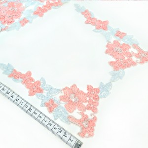Destock 1 paire encolure dentelle broderie applique fine douce haute couture
