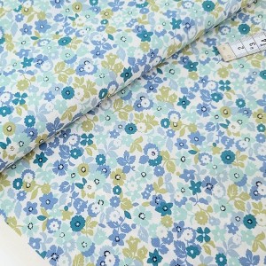 Destock 1.76m tissu japonais sevenberry popeline coton soyeux fleuri largeur 113cm
