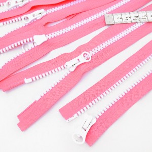 Destock 4 fermetures glissière zip YKK séparables rose blanche longueur 54cm