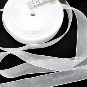 Déstock 1 rouleau 45m ruban organza souple blanc largeur 2 cm