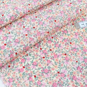 Destock 1.8m tissu popeline coton fleuri rose largeur 148cm 