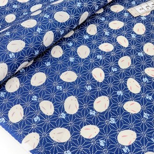 Destock 1.5m tissu percale coton étoile asanoha bleu largeur 161cm 