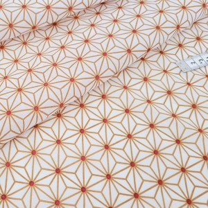 Destock 2.2m tissu batiste coton soyeux étoile asanoha caramel largeur 140cm 