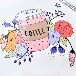 Destock transfert textile thermocollant applique fleur coffee taille 21x22cm