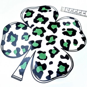 Destock transfert textile thermocollant applique trèfle léopard taille 19x19cm