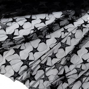 Destock 3m tissu tulle souple motif étoile noir largeur 163cm