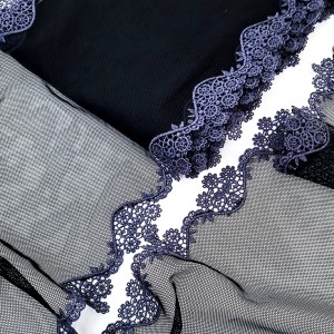 Destock 4.3m dentelle guipure broderie tulle brodé fine noire lavande largeur 17cm