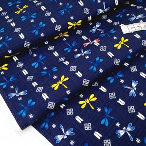 Destock 2m tissu japonais lin coton doux traditionnel libellule largeur 115cm