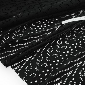 Destock 2m tissu broderie anglaise coton lourd noir largeur 150cm 