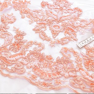 Destock 0.65m tissu dentelle broderie tulle brodé de sequins perles haute couture largeur 150cm