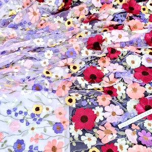 Destock 2.8m tissu dentelle broderie tulle brodé fleur en 3D haute couture largeur 150cm