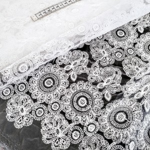 Destock 2m tissu dentelle broderie organza brodé écru largeur 140cm