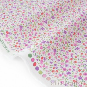 Tissu japonais SEVENBERRY batiste coton fleuri sur fond écru x50cm 