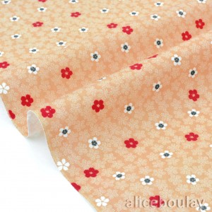 Tissu japonais fleur de cerisier sur fond beige x 50cm 