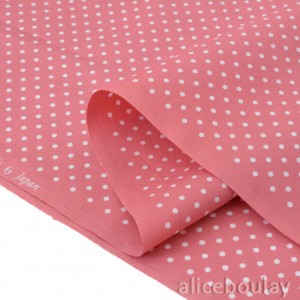 Tissu japonais SEVENBERRY popeline coton pois écru sur fond vieux rose x50cm 