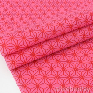 Tissu japonais coton étoiles asanoha couleur rose rouge x 50cm 