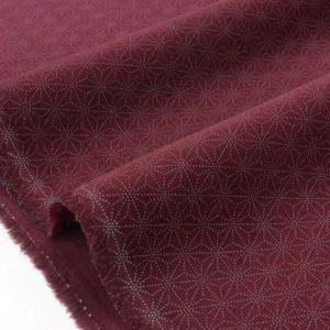 Tissu japonais velours milleraies doux étoiles asanoha bordeaux x 50cm 