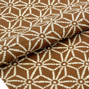 Tissu japonais patchwork coton étoiles asanoha camel blanc x 50cm 
