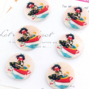 6 boutons nacre fantaisie pour collectionner tea time taille 20mm 