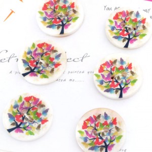 6 boutons nacre fantaisie pour collectionner l'arbre à papillon taille 20mm 